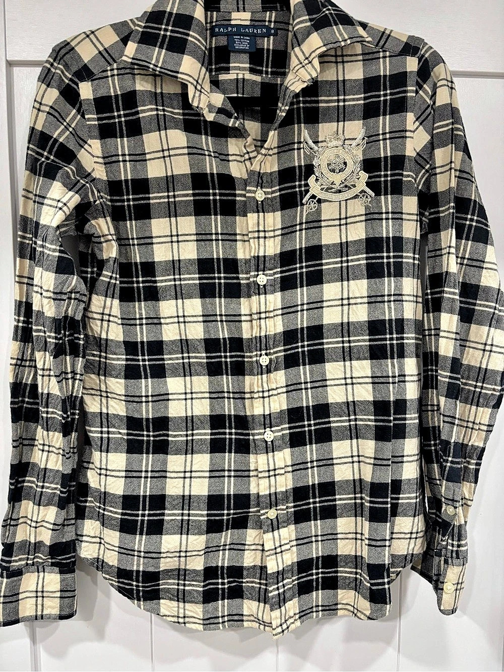 Ralph Lauren Plaid Cotton Button Down Size 8